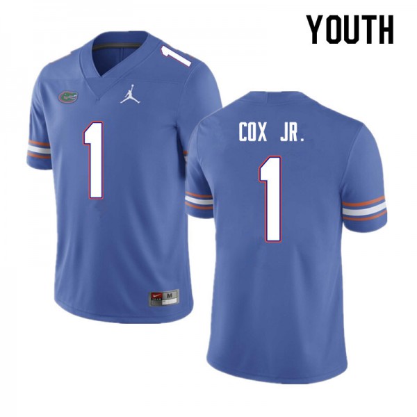Youth #1 Brenton Cox Jr. Florida Gators College Football Jersey Blue